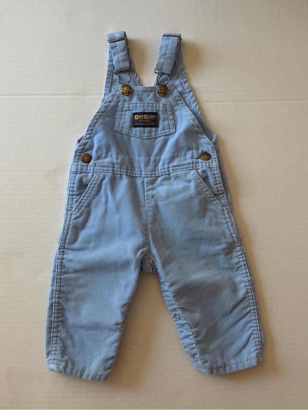Vintage OshKosh B’gosh Vestbak Light Blue Corduroy Overalls 12M